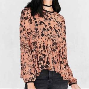 UO Sheer Baby Doll Floral Rabbit Top